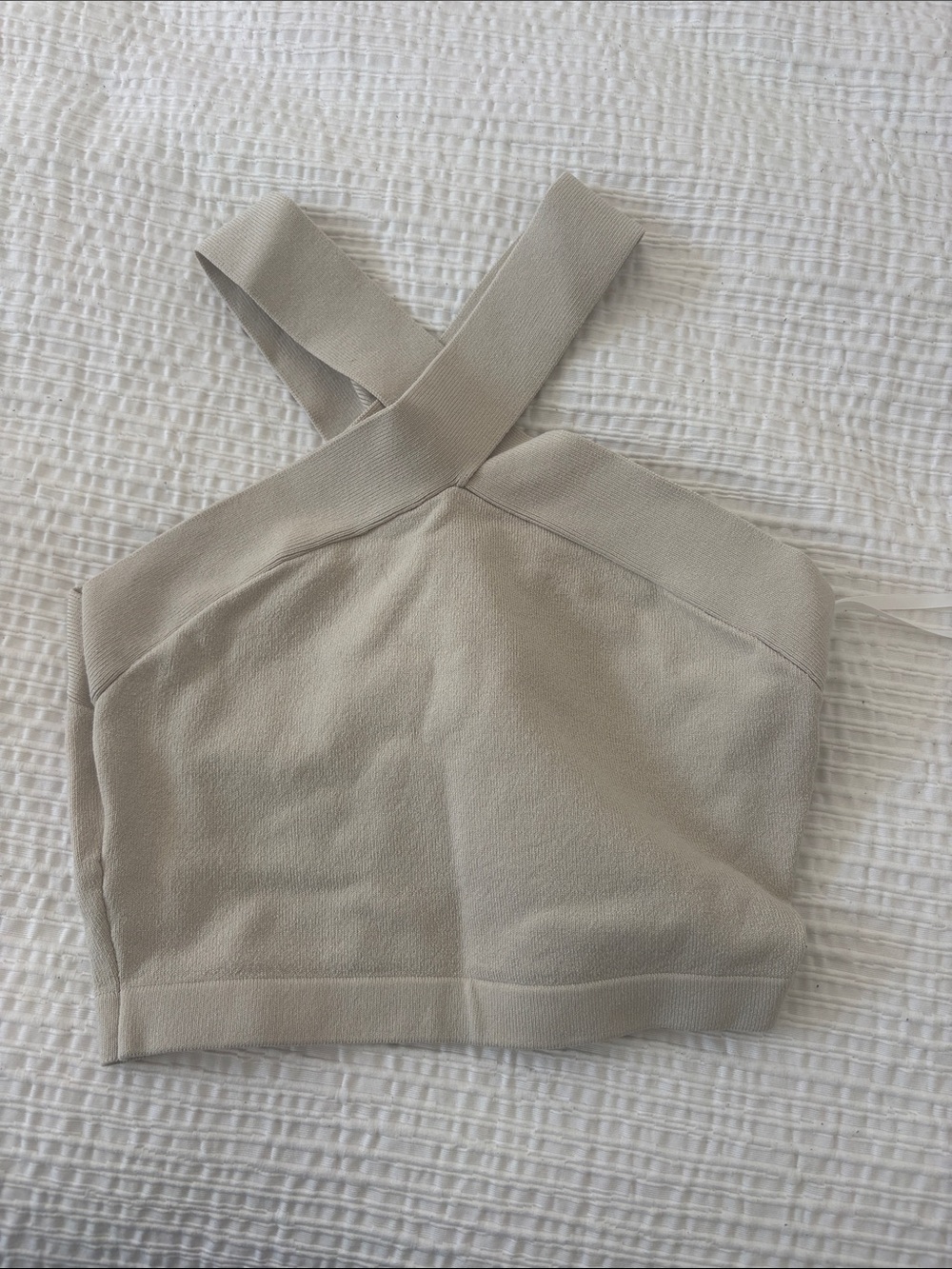 Aritzia Crossover Strap Cream Women's Crop Top